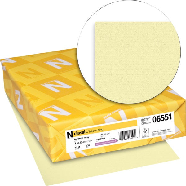 Paper-Classic Laid Writing Paper, 24#, Baronial Ivory