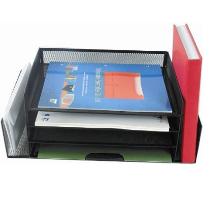 Desk Tray With Sorter-Mesh, 4-Tier Letter Size