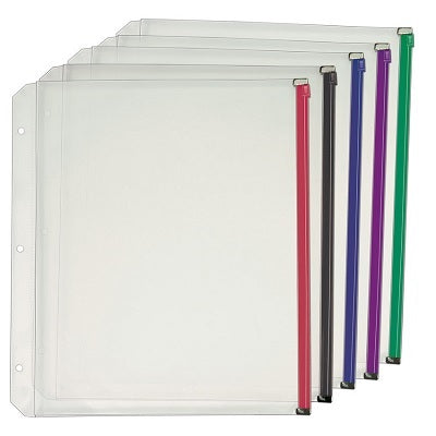 Binder Pocket-Cardinal Zipper 1/2" Exp. 3-Hole, 5-Assorted