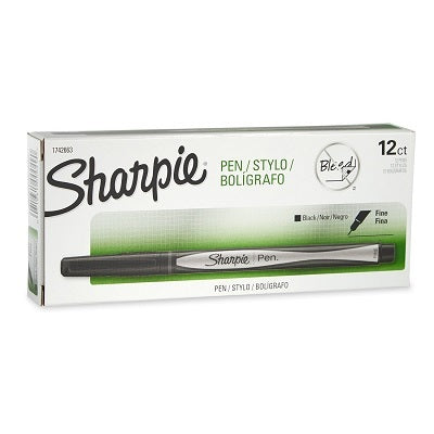 Pen-Porous, Sharpie Fine Black,12/pk