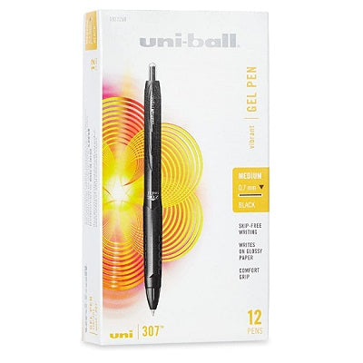 Pen-Retractable, Uni-Ball 307 Gel Roller, 0.7Mm, Black,12/pk