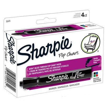 Marker Set-Flip Chart, Sharpie, Bullet Tip, 4 Colours