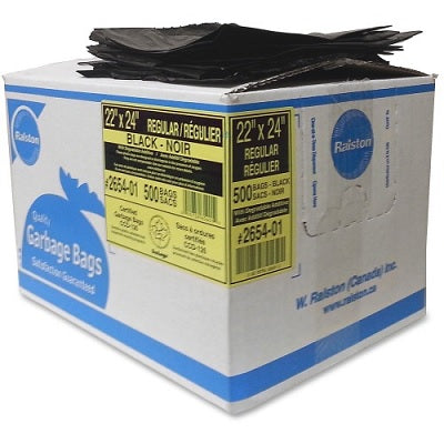Bags-Garbage, Ecologo 22X24 Black Regular, 500/Ctn