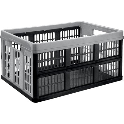 Storage Crate-Folding, 66Lb Capacity, 45L. Black/Grey