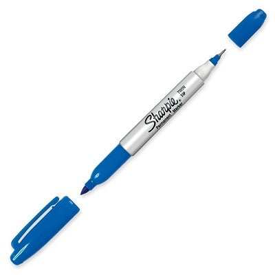 Marker-Permanent, Sharpie Twin Tip, Blue,12/pk