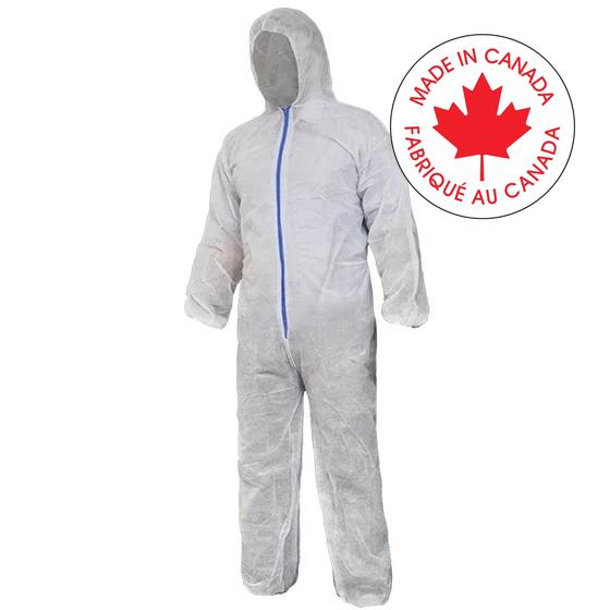 Coveralls-Polypropylene, Zipper And Hood, White X-Large