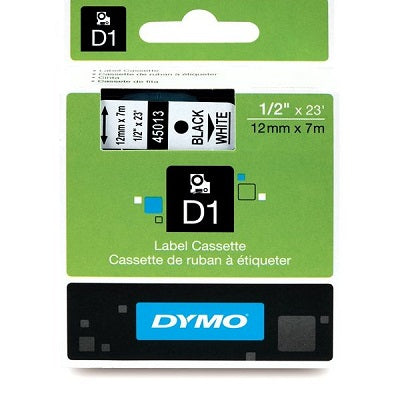 Tape-Dymo D1, 1/2" Black On White