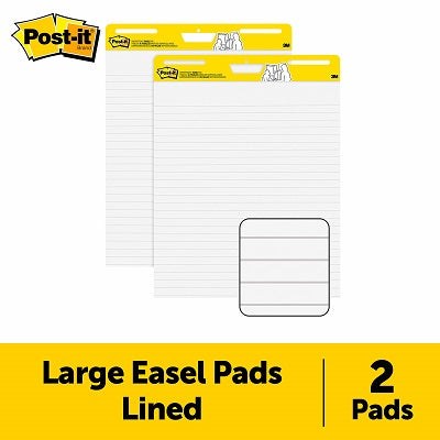 Easel Pad-Post-It Super Sticky, 25X30 Lined, White 2/Pack