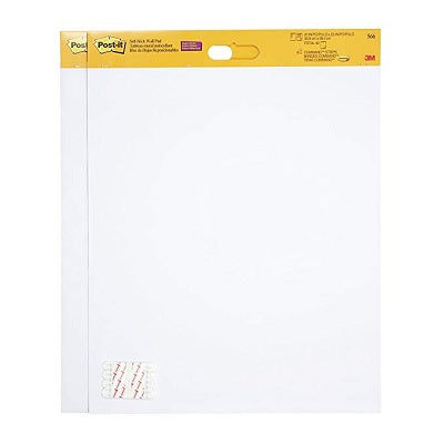 Wall Pad-Post-It Self Stick, 20X23, White, 2/Pack