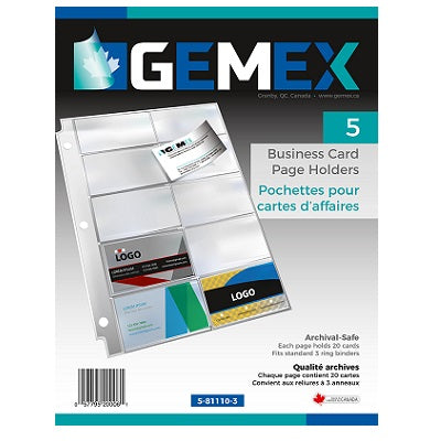Business Card Holder-3-Ring 11X8-1/2" 5/Pack