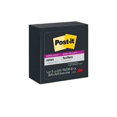 Notes-Post-It, Super Sticky 3X3 Black 5/Pack