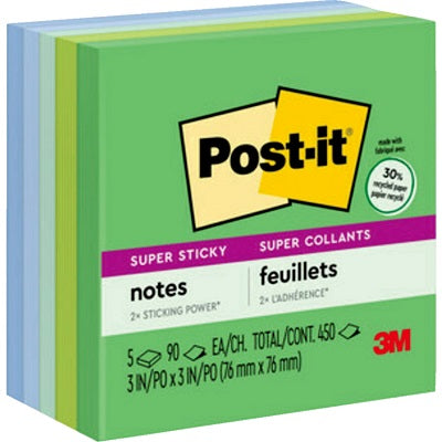 Notes-Post-It, Super Sticky 3X3 Oasis Collection