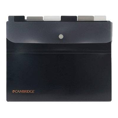 File-Expanding, 6 Tabs Poly Document Wallet, Letter, Black