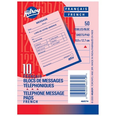 Message Pad-3.5X5 Pink 50 Sheet, French 10/Pack
