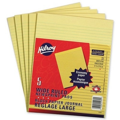 Figuring Pad-Letter Ruled Canary Newsprint 5/Pack