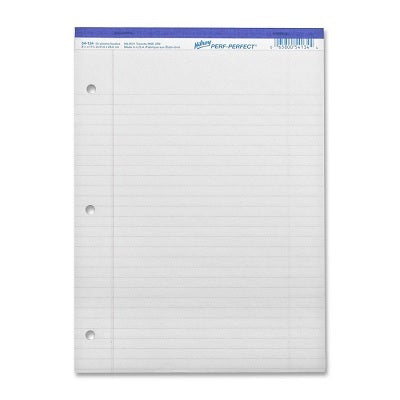 Writing Pad-Perfed, Letter Perf-Perfect 50 Sheet White 3-Hol