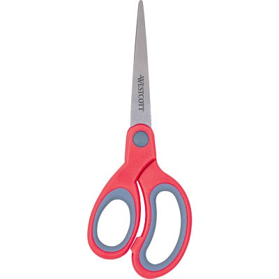 Scissors-7" Straight, Lefty Soft Grip, Red