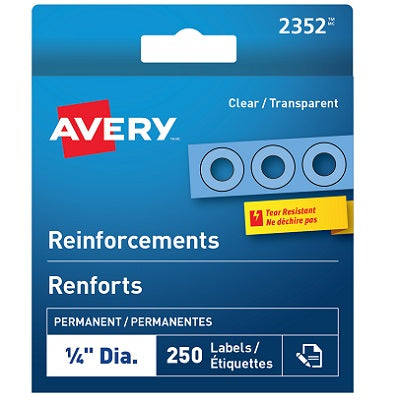 Reinforcements-Permanent Clear Mylar 250/Box
