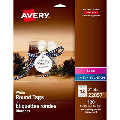 Tags-Marking, Printable 2" Round, White, 120/Pack
