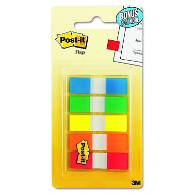 Flags-Post-It, Plain Small , 5 Assorted Regular