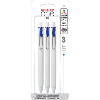 Pen-Retractable, Uni-Ball One Gel, 0.7Mm Blue 3-Pack