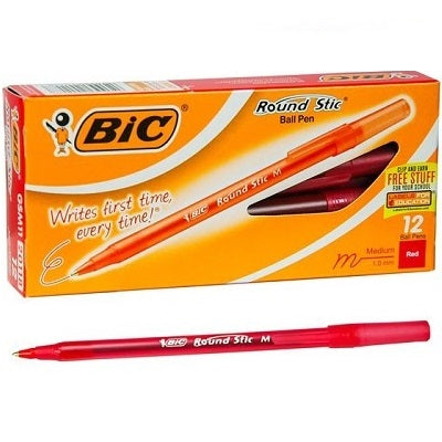 Pen-Stick, Round Stic Ballpoint, Medium Red -Gsm11