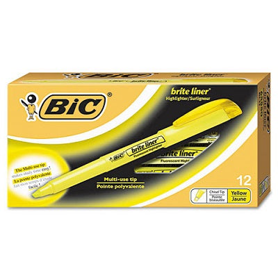 Highlighter-Brite Liner Yellow -Bl11-Yw,12/pk