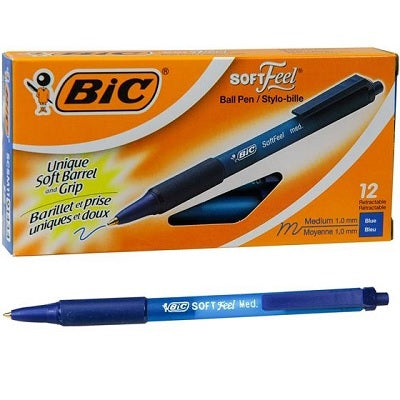 Pen-Retractable, Softfeel Disposable Medium Blue -Scsm11,12/pk