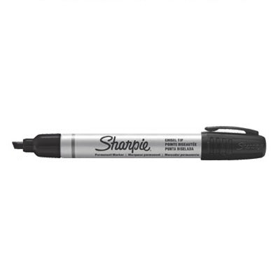 Marker-Permanent, Sharpie Liquid Tip, Chisel Black,12/pk