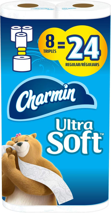 Charmin Ultra Soft Toilet Paper, 8 Triple Rolls Bathroom Tissue = 24 Regular Rolls