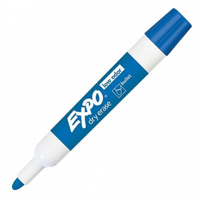 Marker-Dry Erase, Expo Low Odour, Bullet Blue,12/pk