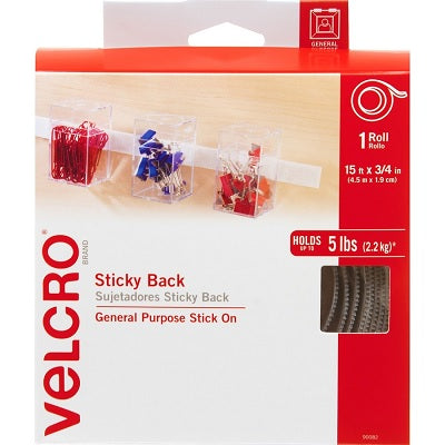 Velcro- 3/4"X15' Strip, White Self-Adhesive
