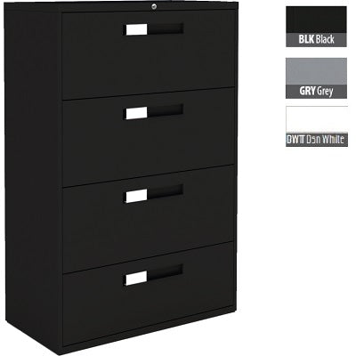 File Cabinet-Lateral 9300 Fixed, 4 Drawer, Black