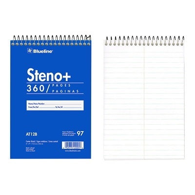 Steno Note 6X9 360 Page White With Centre Line