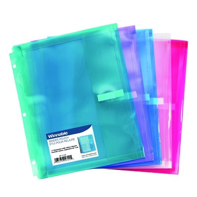 Binder Pouch-3-Ring 100 Sheet Cap., Velcro Closure, Assorted
