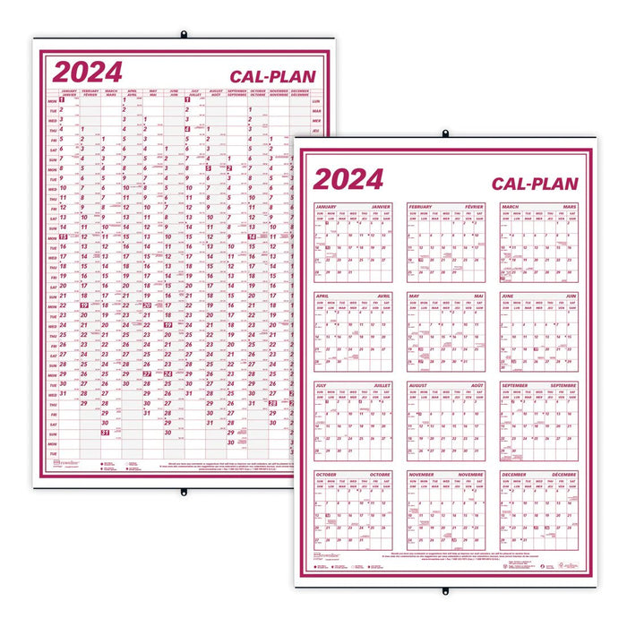 Brownline Laminated Cal-Plan Yearly Wall Calendar 2024, English (C177367)