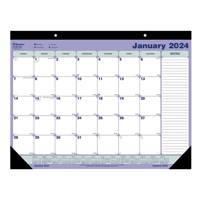 Blueline Desk Pad or Wall Calendar 2024, English (C181731) (FREE SHIPPED)