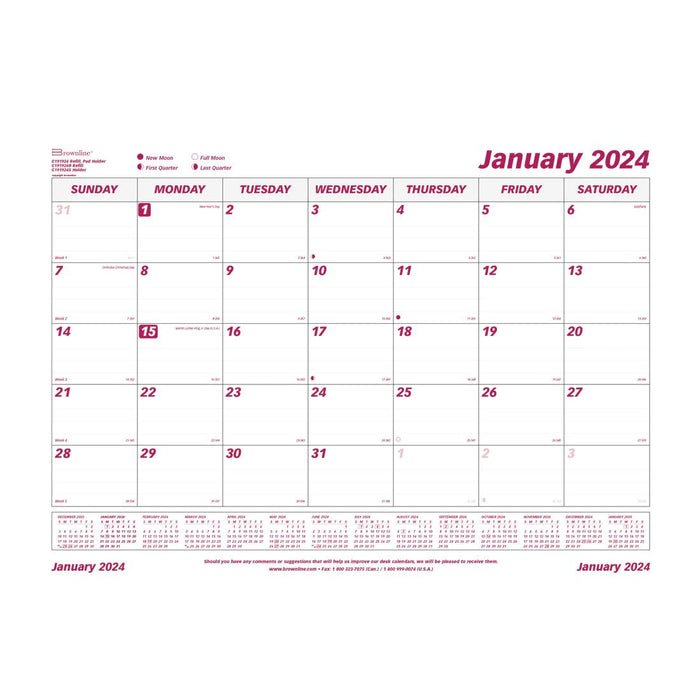 Brownline Monthly Desk Pad Refill 2024, English (C191924R)