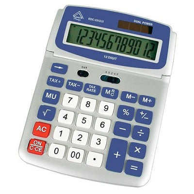 Calculator-Desktop Solar/Battery 12 Digit Tilt Display