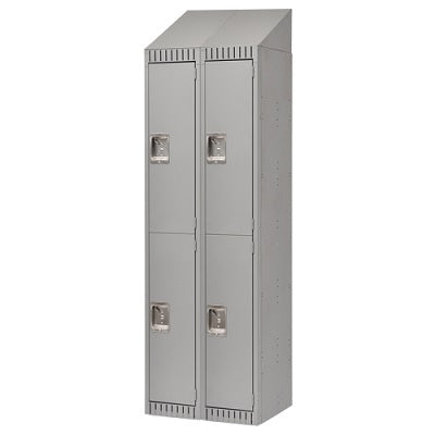 Locker-Slope Top, 2 Tier 2 Bank 12" X18" X33-1/4", Grey
