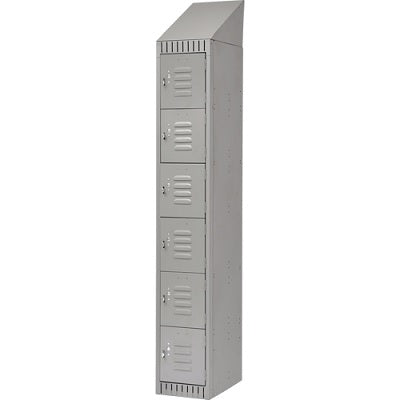 Lockerette-Slope Top, 6 Tier 1 Bank 12" X18" X11", Grey
