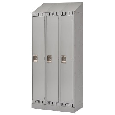 Locker-Slope Top/Rec.Base, 1 Tier 3 Bank 12" X18" X86", Grey