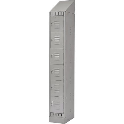 Lockerette-Slp.Tp/Rec.Base,6 Tier 1 Bank 12" X18" X11", Grey