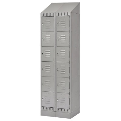 Lockerette-Slp.Tp/Rec.Base,6 Tier 2 Bank 12" X18" X11", Grey