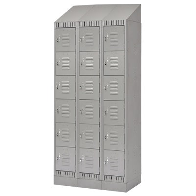 Lockerette-Slp.Tp/Rec.Base,6 Tier 3 Bank 12" X18" X11", Grey