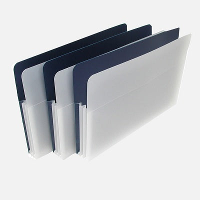 File Pocket-Poly, Letter, 3.5" Expansion, Dark Blue/White