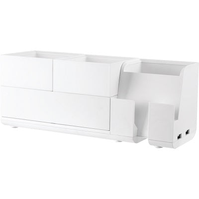 Desk Organizer-Konnect4 Piece Organizer & Usb Outlet, White