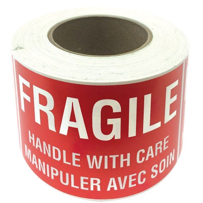 Labels-Peel And Stick, 3X5, Red/White, Fragile