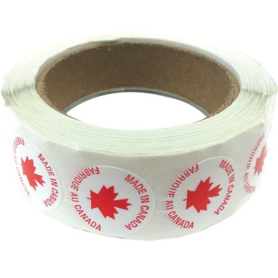 Labels-Peel And Stick, 1" Round, Red/White, Made In Canada