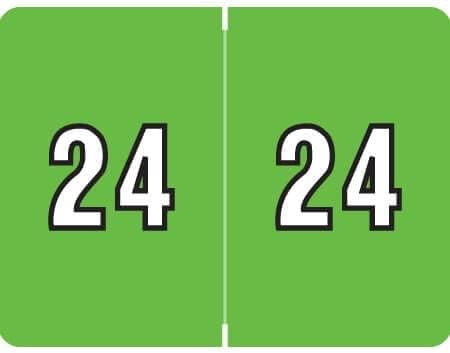 Pendaflex Datafile Compatible End Tab Numeric Label Year -"24" Light Green , 500 Labels/rl (24-Light Green)
